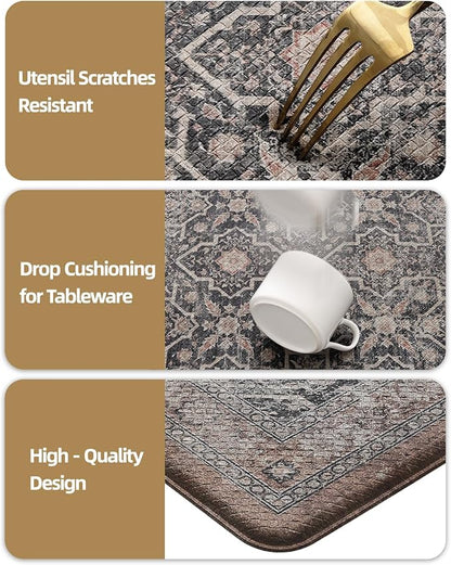 Color&Geometry Anti Fatigue Kitchen Mats for Floor 24x87, Vintage Decor, Easy Clean, Waterproof & Oil Proof, 0.4" Thick Cushioned, Non-Slip Kitchen Runner Rug for Sink, Laundry, Office, Black