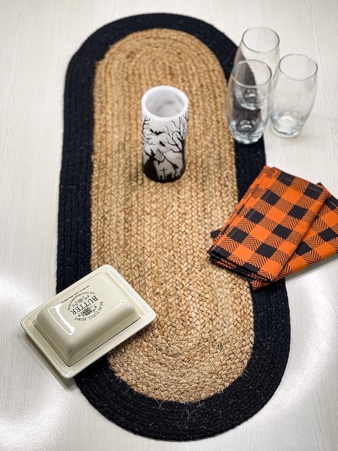 Verona Oval Woven Jute & Cotton Braided Table Runner, Size -13 x 36 Inches - Image 2