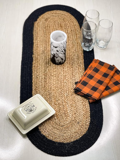Verona Oval Woven Jute & Cotton Braided Table Runner, Size -13 x 36 Inches - Image 2