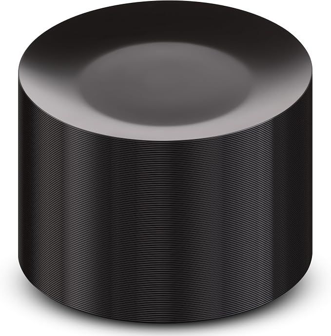 100 Black Plastic Plates Set, Elegant Fancy Heavy Duty - Image 5
