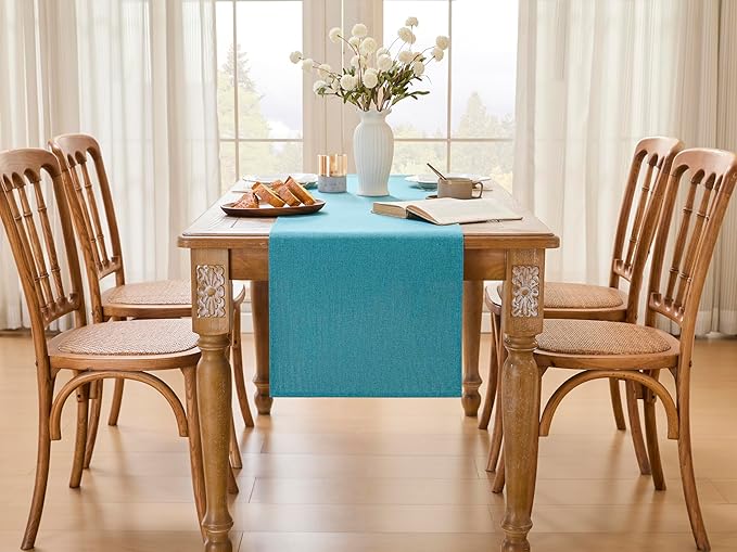 YATOJUZI Teal Table Runner Seasonal Summer Kitchen Dining Coffee Table - Image 4