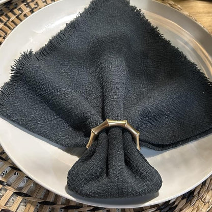 Matte Gold Napkin Rings，Bamboo Napkin Ring Set of 12 - Image 4