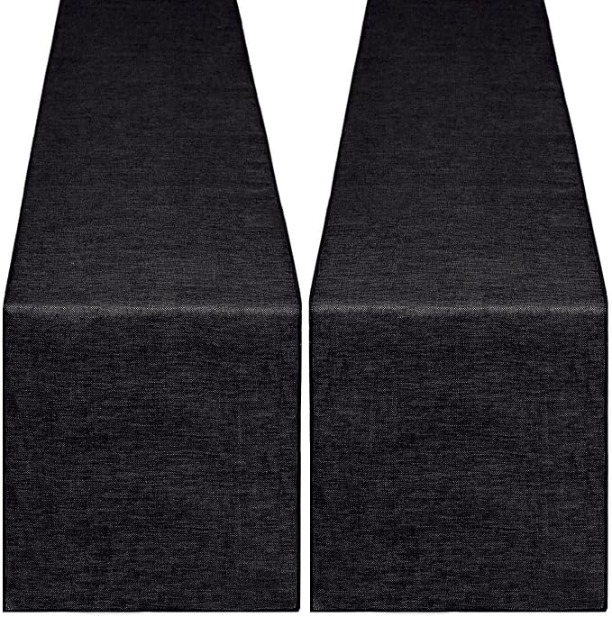 Black Burlap Table Runners 2 Packs 12x84 Inch Rustic Boho Table Runner | by B-COOL