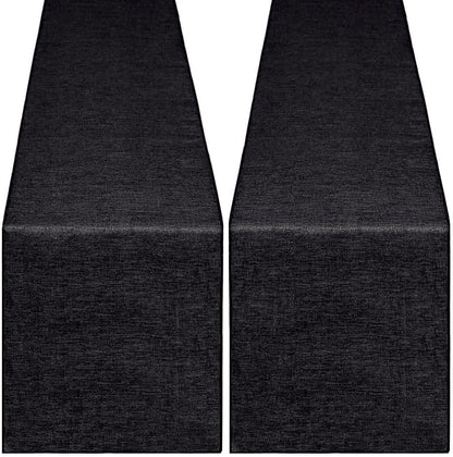 Black Burlap Table Runners 2 Packs 12x84 Inch Rustic Boho Table Runner | by B-COOL