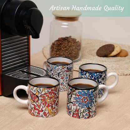 Ceramic Espresso Cups, 5 Oz Espresso Cups Set of 4, Handmade Espresso Cup - Image 3