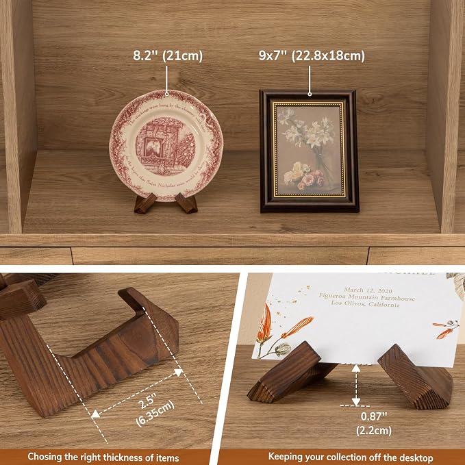 ANBOXIT Bowl Stands for Display, 3.5 Inch Plate Holder, Wooden Easel | Frame - Image 3