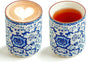 Blue and White Floral Porcelain Tea Cups Set of 2 | No Handle, Bone China by CmengAo