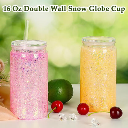 12 Pack 16 Oz Plastic Snow Globe Tumbler, Snowglobe Cups, Acrylic Snowglobe Cup - Image 2