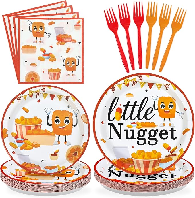 96 Pcs Chicken Nugget Themed Party Decorations, Serves 24 | Chicken Nugget by Greencian