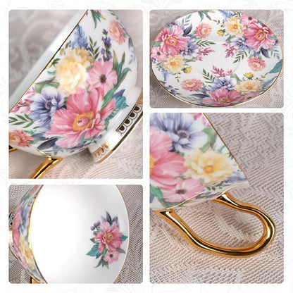 KAMMAK Tea Cups and Saucers Set of 2, Porcelain Coffee Cups, JBE018 | Stackable - Image 6