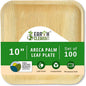 Compostable Palm Leaf Plates 10 Inch Square (100 Pack) | Disposable Biodegradable Plates Like Bamboo & Wooden | Microwave & Oven Safe | Eco-Friendly