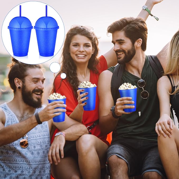 6 Set Slushie Cups with Dome Lids and Straws Detachable Spoon Straws Reusable - Image 7