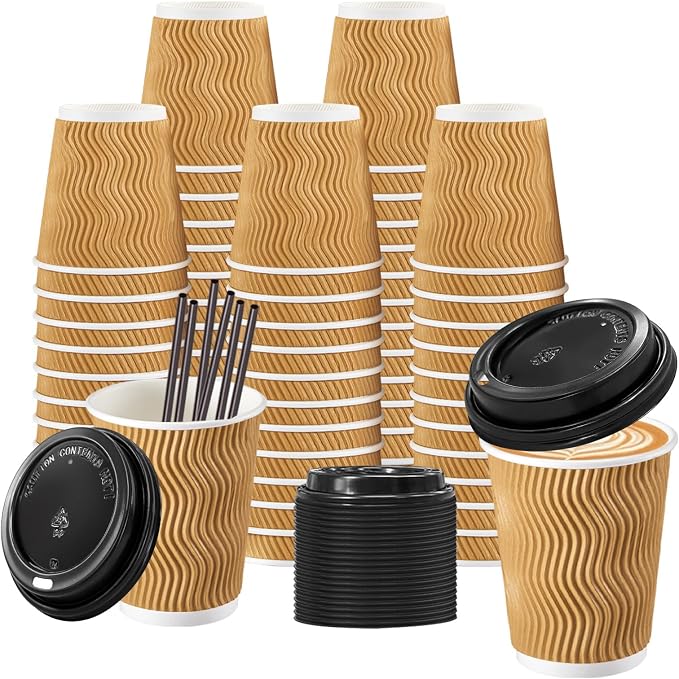 Lamosi 50 Pack 8 oz Disposable Coffee Cups by BuyNow
