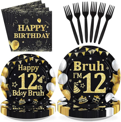 96 Pcs Bruh 12th Birthday Party Decorations by Greencian