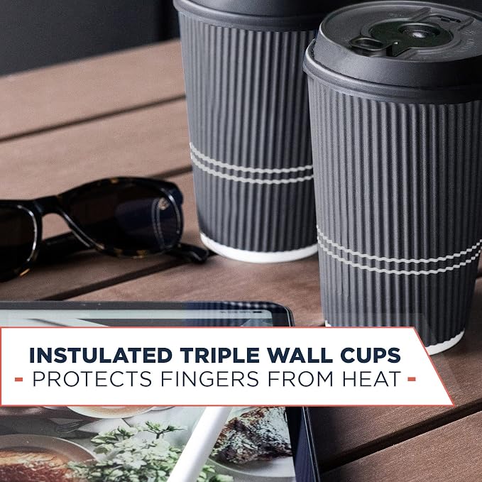 Disposable Coffee Cups With Lids - 12 oz To Go Coffee Cup With Lid. Durable - Image 4