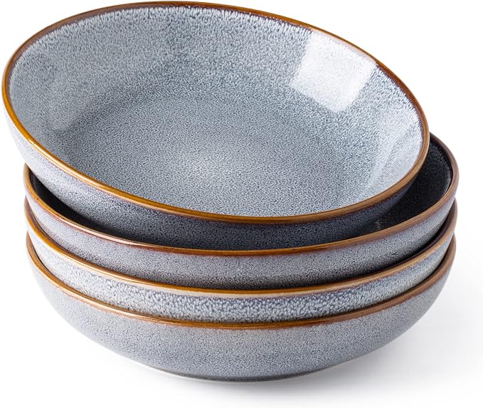 AmorArc 8.5'' Large Ceramic Pasta Bowls Set, 36oz Stoneware Bowls Set of 4 by AmorArc