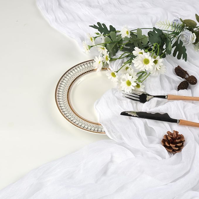 12 Pack White Cheesecloth Table Runner 35 x 120 Inch | Boho Gauze Cheese Cloth - Image 7