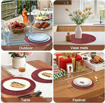 Round Faux Leather Placemats and Coasters, Reversible Heat Resistant Non-Slip - Image 7
