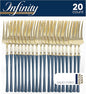 PlasticPro 20 Count Gold and Navy Plastic Salad Forks Premium Quality Heavy Duty Disposable Elegant Silverware Two Tone Salad Forks for Party