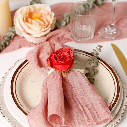Handmade Flower Napkin Rings Set of 6, Valentine's, Thanksgiving Table - Image 2