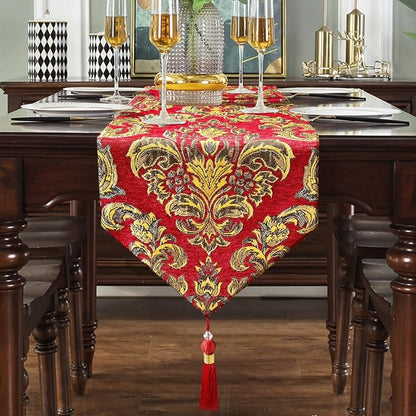 Christmas Red Chenille Table Runner - Image 7