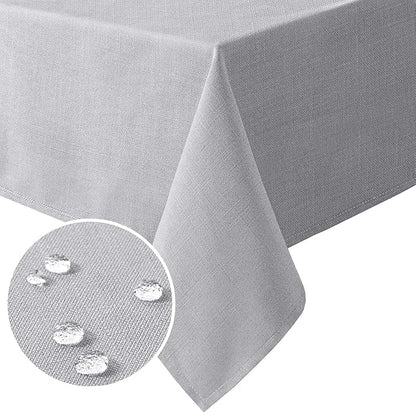 H.VERSAILTEX Linen Textured Table Cloths 54 x 80 Inch Premium Solid Tablecloth Spill-Proof Waterproof Table Cover for Dining Buffet Feature Extra Soft and Thick Fabric Wrinkle Free, Grey