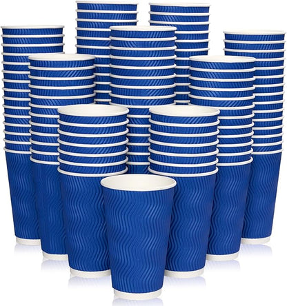 JollyPack Disposable Paper Coffee Cups, 16 oz, 120 Pack, Insulated Ripple Wall by JollyPack