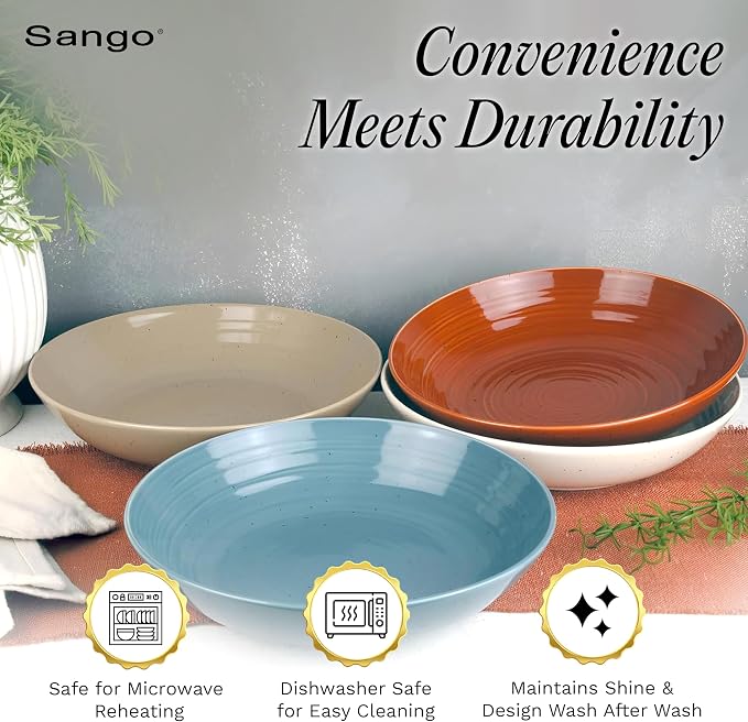 Sango Siterra Painter's Palette Stoneware Pasta Bowls – Pasta & Serving Bowls - Image 4