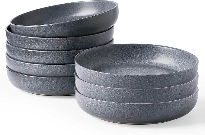 famiware Milkyway 33 oz Pasta Bowls Set of 8, Matte Dark Charcoal | Double by Famiware