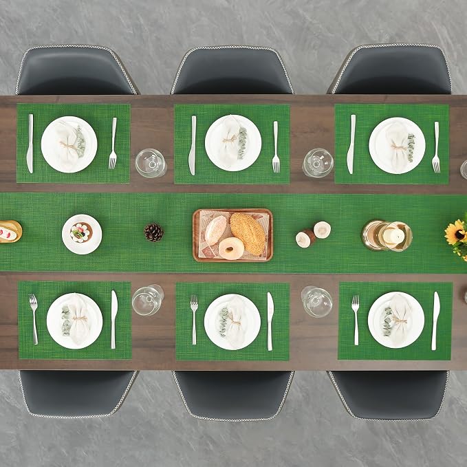 Myir JUN Dark Green Table Runner Home Decor Dining Table Runners | Vinyl Table - Image 9