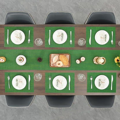 Myir JUN Dark Green Table Runner Home Decor Dining Table Runners | Vinyl Table - Image 9