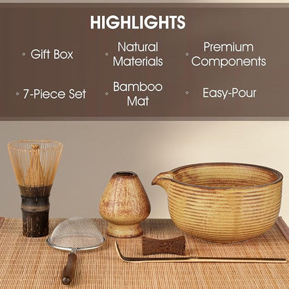 7-Piece Matcha Set，Matcha Bowl & 100-Prong Purple Bamboo Whisk | Gilded Artisan - Image 2