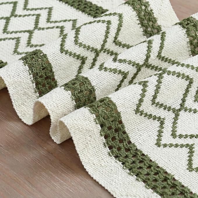 Artoid Mode Army Green Stripe Diamond Woven Table Runner 12x72 Inch | Holiday - Image 6