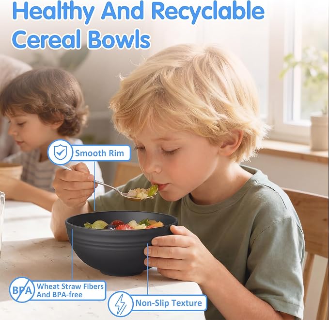Quatish 14 PCS Unbreakable Cereal Bowls, Dishwasher & Microwave Safe Wheat - Image 4