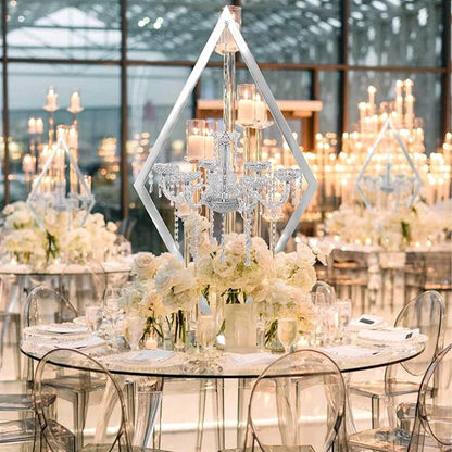 4PCS Elegant Metal Diamond Candle Holder - European Wedding Table Decor, Romantic Candle Stand for Western Dining, Perfect Wedding Prop & Home Decoration
