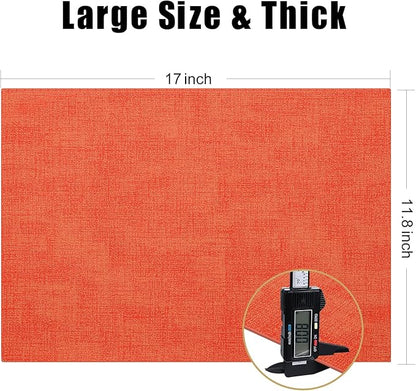 Homaxy Faux Leather Heat Resistant Placemats for Dining Table Set of 4, Waterproof Wipeable Washable PU Table Mats, Easy to Clean Anti-Slip Place Mats, 11.8" x 17", Orange
