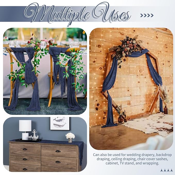 25 Pack Navy Blue Table Runners 17 x 108inch Cheesecloth Table Runner Boho - Image 5