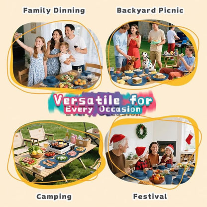 16 PCS Wheat Straw Plates and Bowls Sets, Kids Dishes Dinnerware Sets - Image 9