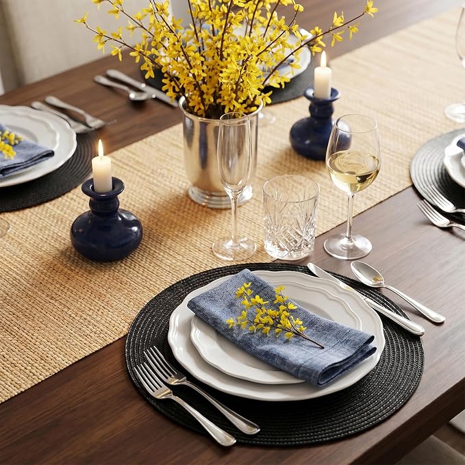 AHHFSMEI Round Placemats Set of 4 Heat Resistant Washable Non-Slip Woven - Image 6
