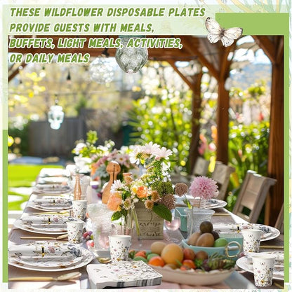 250 Pcs Wildflower Party Decorations Include Spring Summer Floral Paper Plates - Image 6