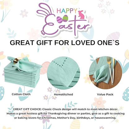 Bedding Craft Cotton Cloth Dinner Napkins Set of 12 – 18x18 Bird Egg Gray Hemstitched – Machine Washable Fabric Napkins for Weddings, Thanksgiving, Christmas & Daily Dining
