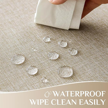 Softalker Small Tablecloth Beige 52x70 Inch Rectangle Linen Textured Outdoor Tablecloths Stain and Wrinkle Resistant Decorative Dining Table Cover Waterproof for Spring,Easter,Party,Garden,Coffee