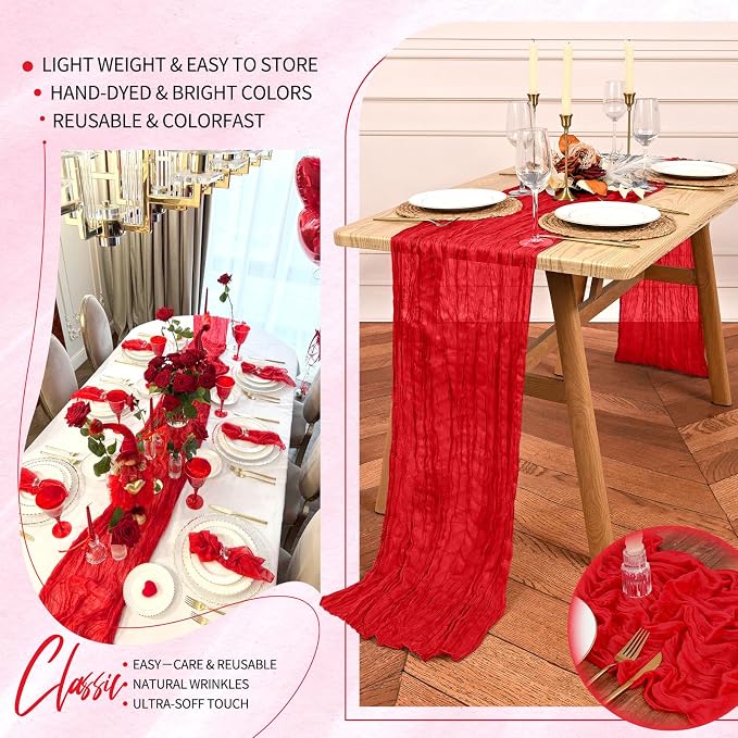 30 Pack Cheesecloth Table Runner 10FT Red Table Runner Boho Gauze Cheese Cloth - Image 5
