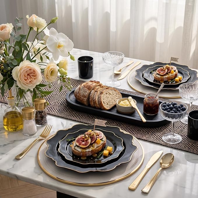 50PCS Black and Gold Plates - Image 5