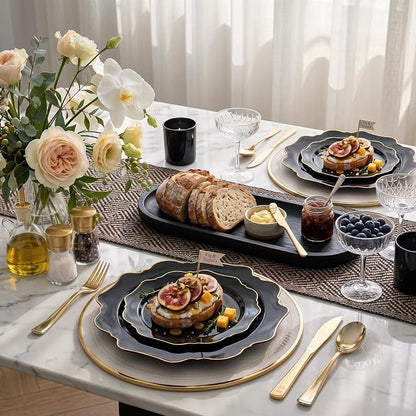 50PCS Black and Gold Plates - Image 5