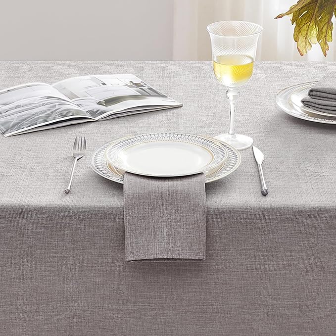 Softalker Grey Tablecloths Rectangle 70x52 Inch Linen Textured Outdoor Table Cloth Stain and Wrinkle Resistant Table Cover for Spring,Easter,Summer,Party,Garden,Coffee Modern Decor Small Tabletop