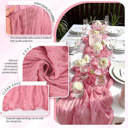 18 Pack Cheesecloth Table Runner 10FT Dusty Rose Table Runner Boho Gauze Cheese - Image 3