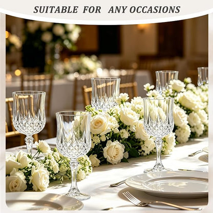7OZ Plastic Wine Glasses, Reusable Vintage Goblets Unbreakable Drinking Glasses - Image 4