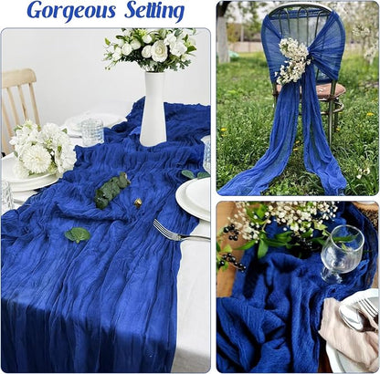 Royal Blue 10FT Cheesecloth Table Runner Boho Gauze Fabric Table Runner Rustic - Image 6