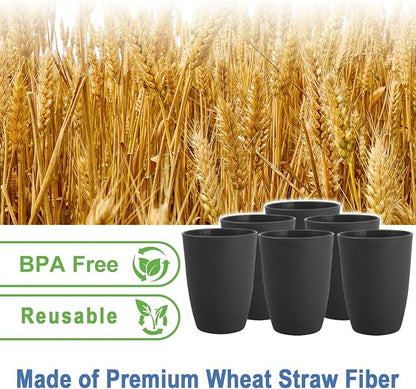 Wheat Straw Cups Sets of 6, Plastic Cups Reusable, Drinking Cup - Image 3